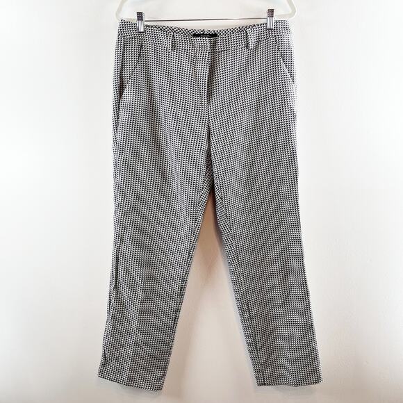 Weekend Max Mara High Rise Houndstooth Trouser Pants Gray 14 - Picture 1 of 7